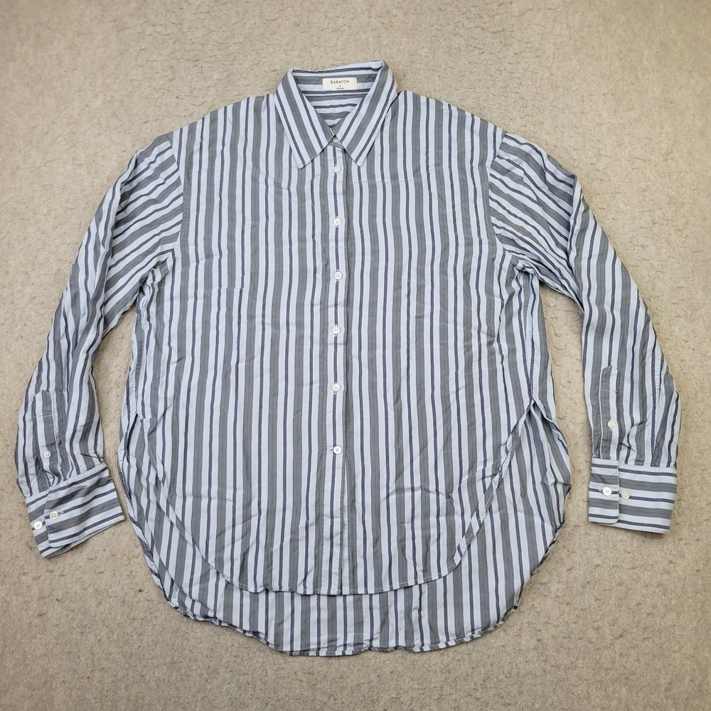 Babaton Dress Shirt Mens Small Blue Striped‎ Button Up Long Sleeve Lightweight